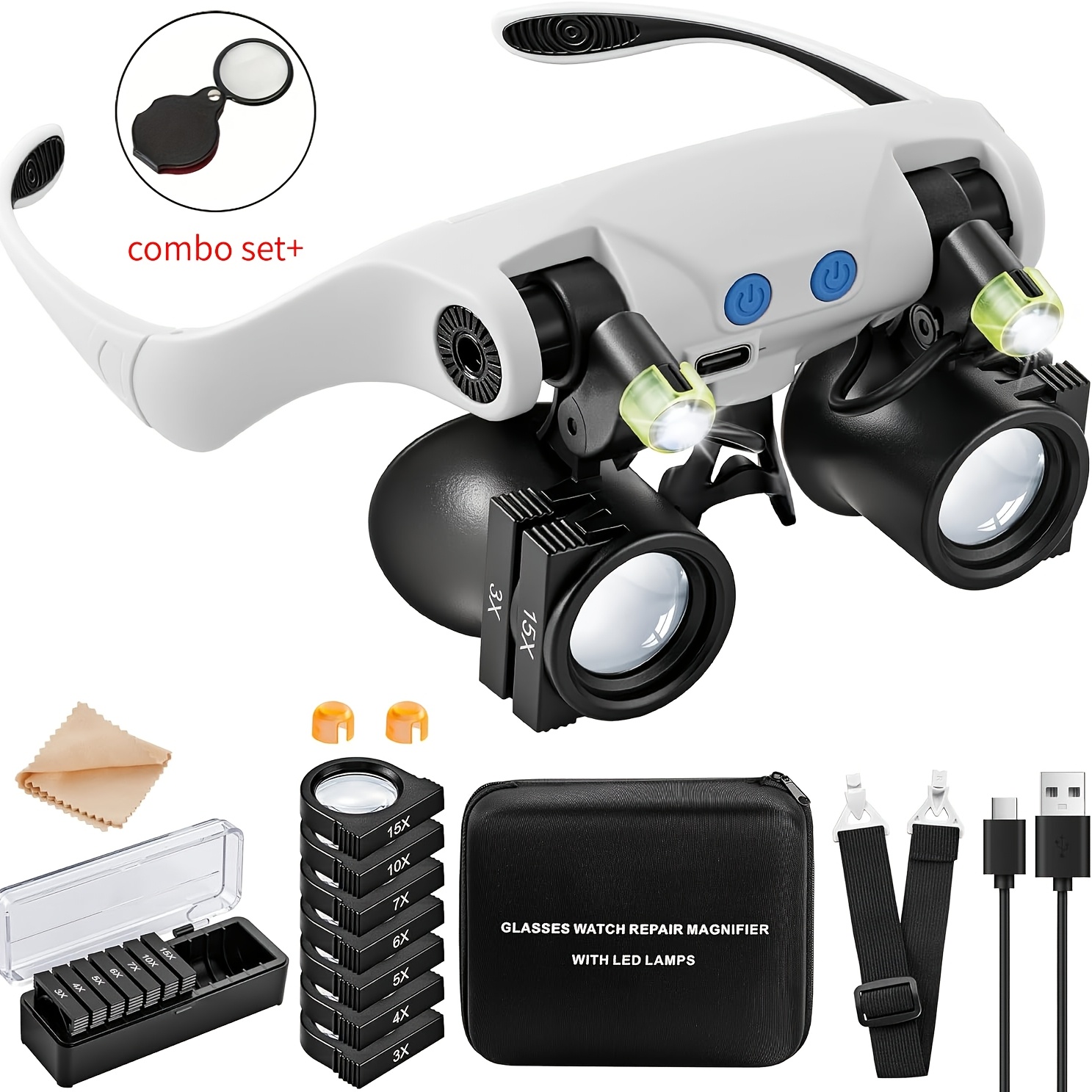 Electronics Repair Glasses - نظارات مكبرة LED مثبتة على الرأس