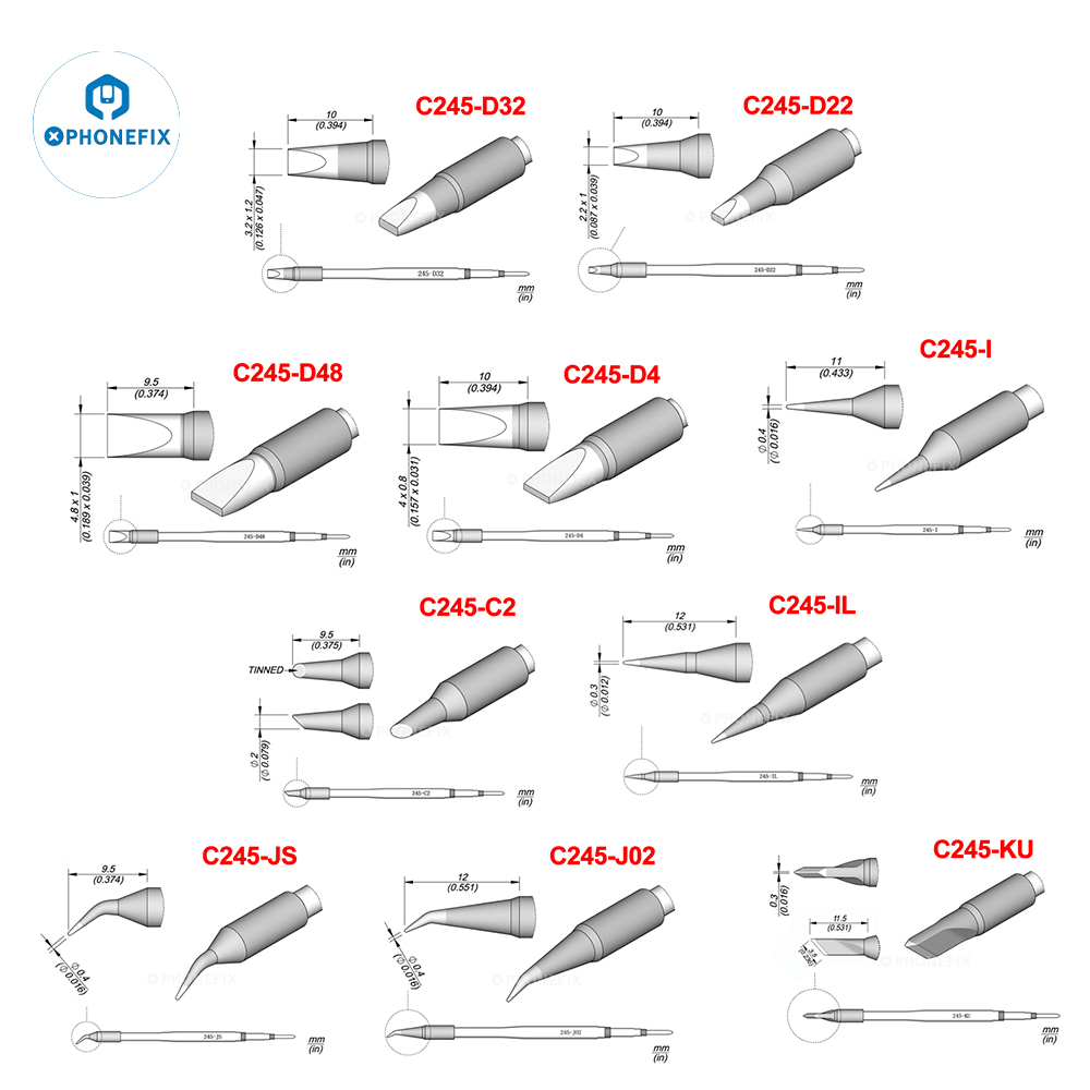 Electronics Repair Kit With Soldering Iron - OEM C245 C470 سلسلة نصائح C245-KU