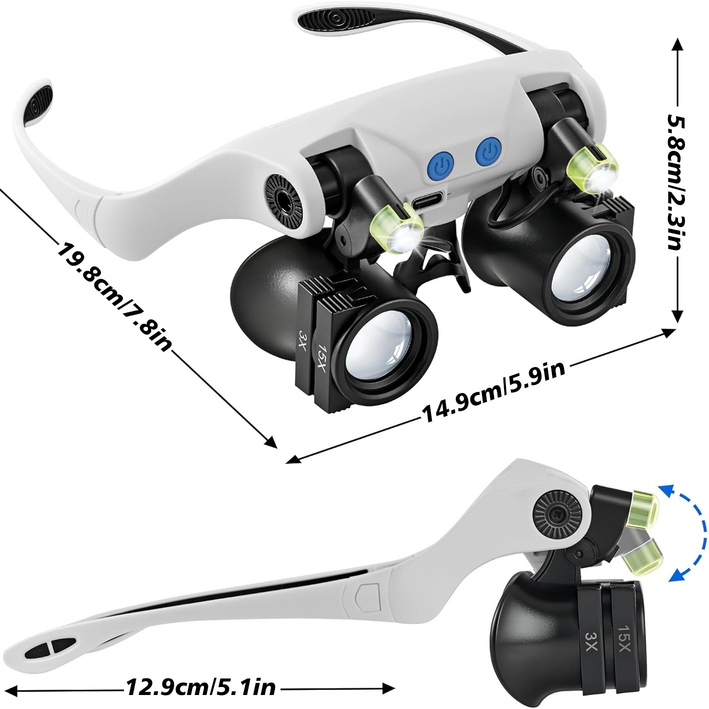 نظارات مكبرة LED مثبتة على الر - مراجعة Electronics Repair Glasses وسعره