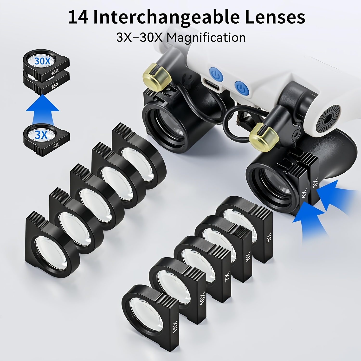 نظارات مكبرة LED مثبتة على الر - مراجعة Electronics Repair Glasses وسعره