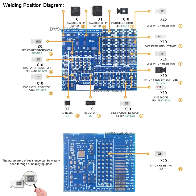 02 مكونات التصحيح مجموعة لوحة  - مراجعة Electronics Repair Table وسعره