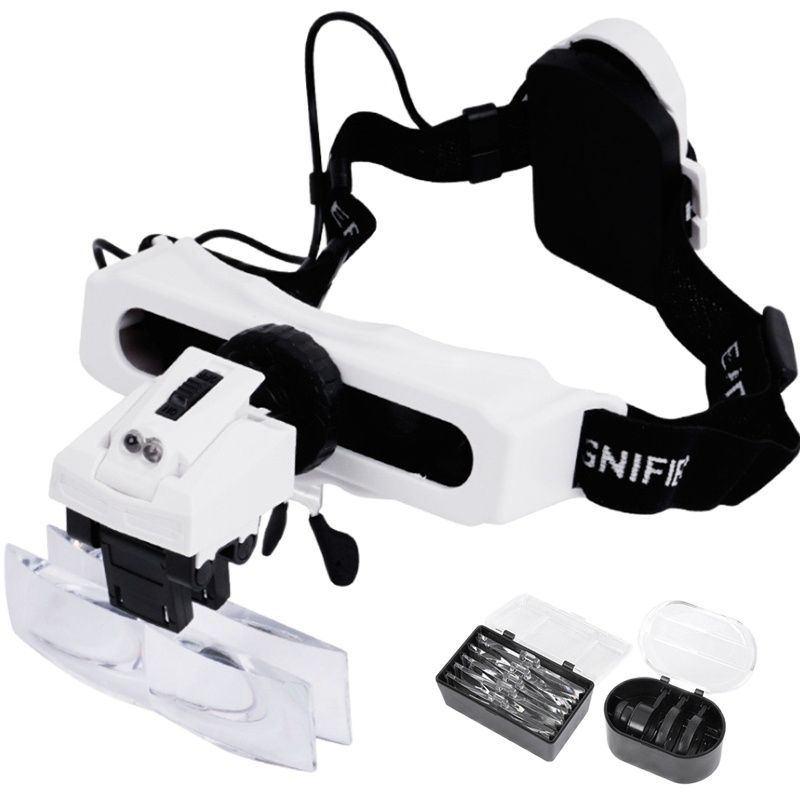 مكبر رأس مضيء مع مصباح LED، عد - مراجعة Electronics Repair Glasses وسعره